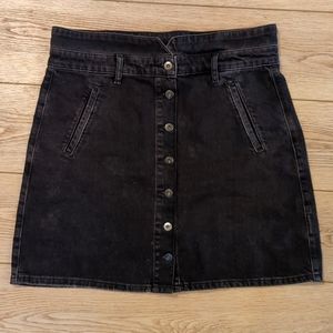 BN Pilcro button front denim mini black skirt size 16
